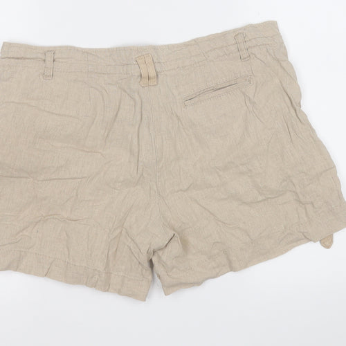 Denim & Co. Womens Brown  Linen Chino Shorts Size 12  Regular