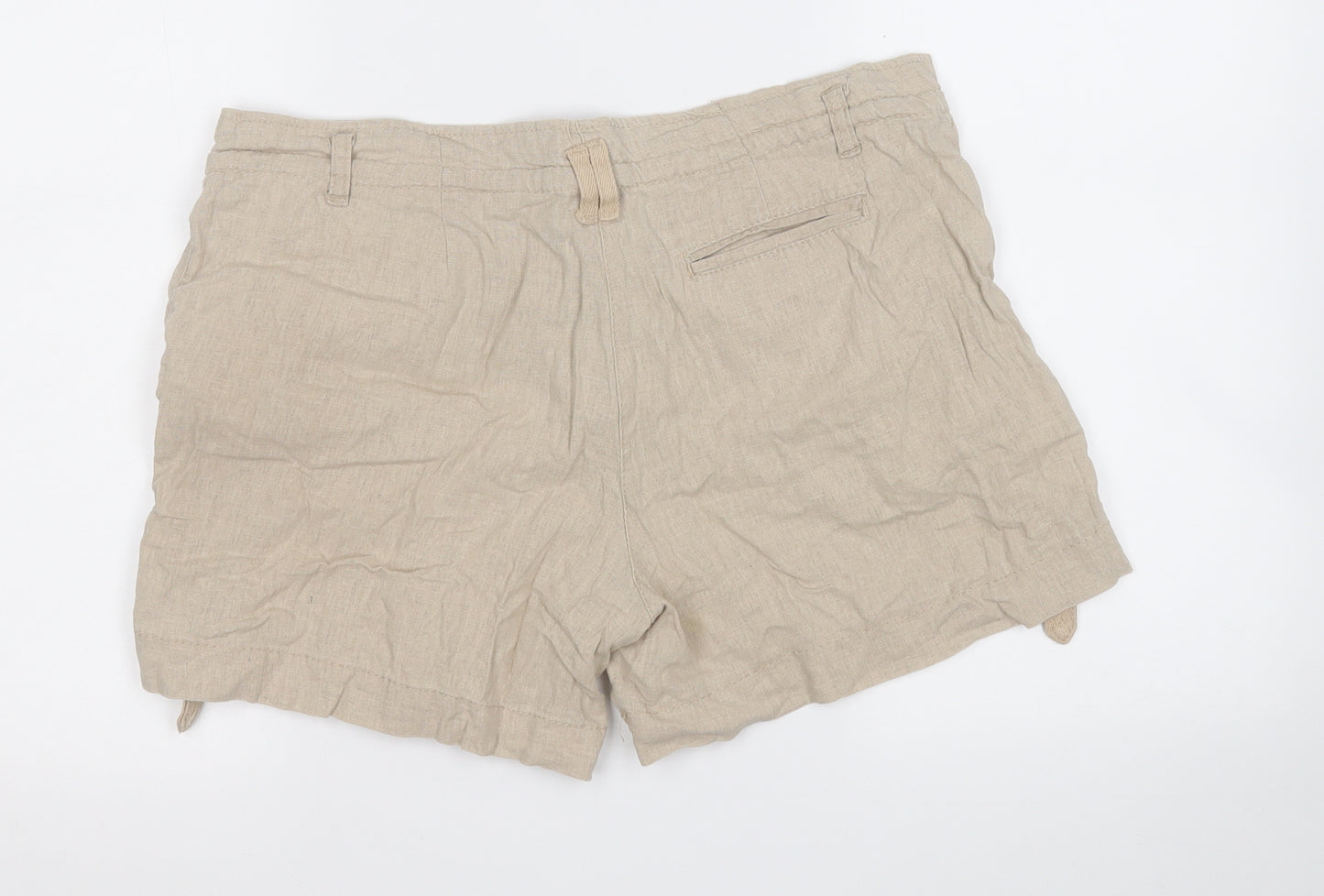 Denim & Co. Womens Brown  Linen Chino Shorts Size 12  Regular