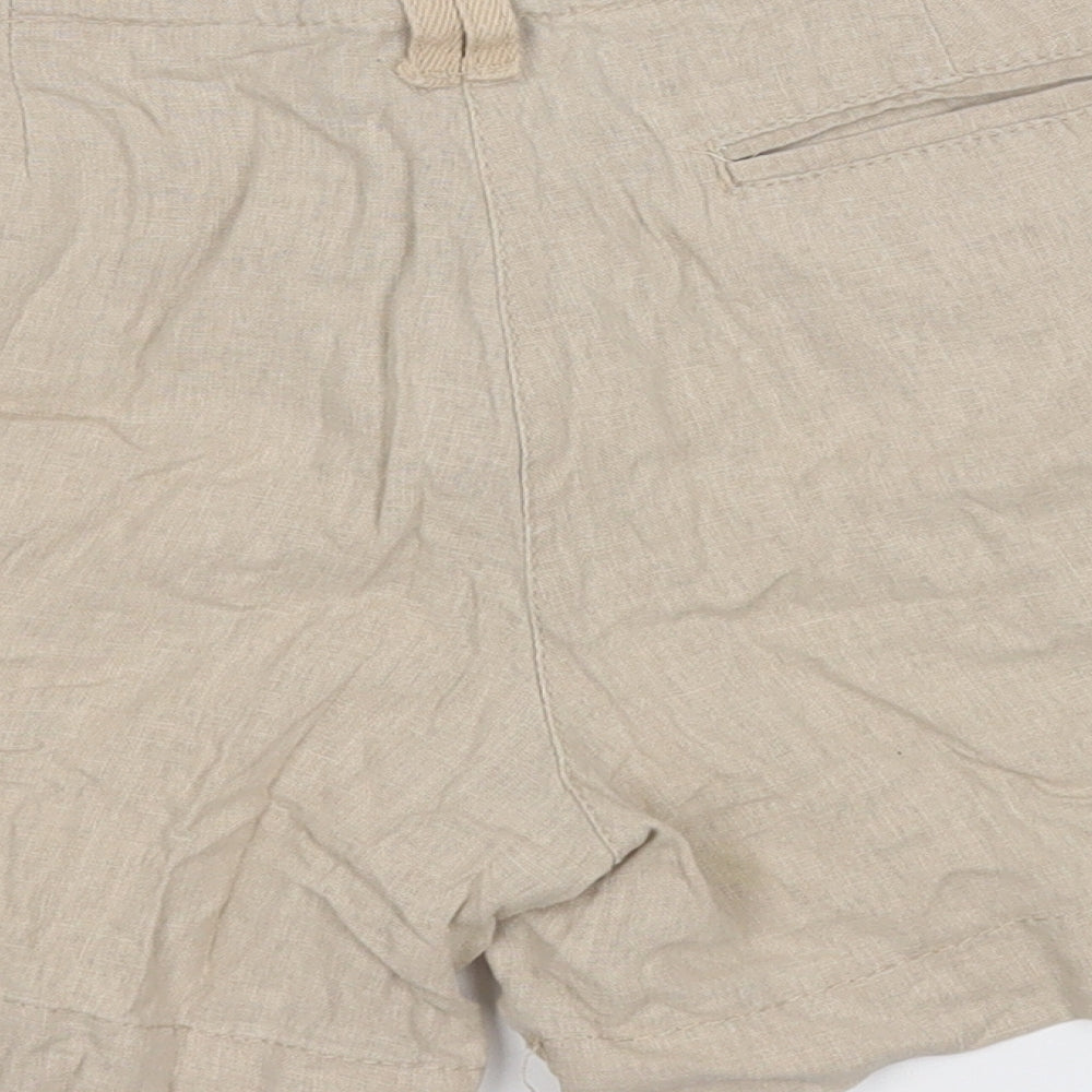 Denim & Co. Womens Brown  Linen Chino Shorts Size 12  Regular