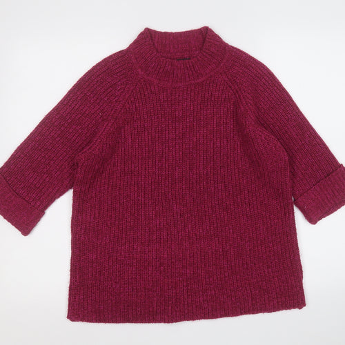F&F Womens Purple Mock Neck  Acrylic Pullover Jumper Size 10