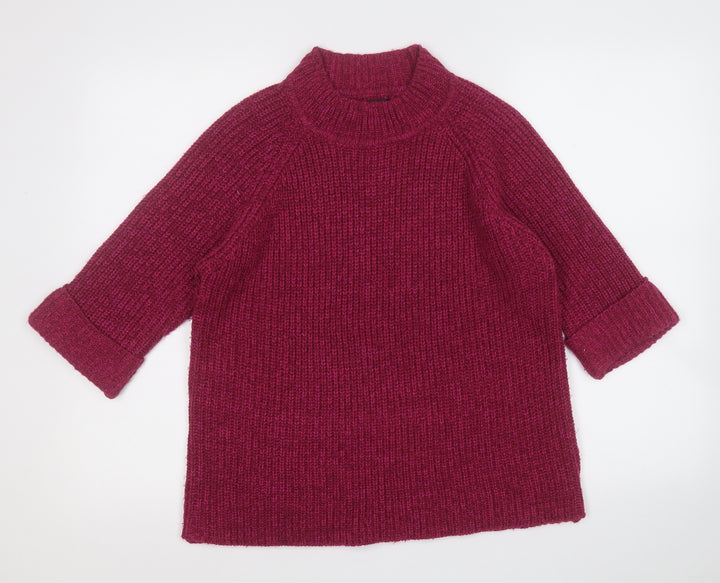 F&F Womens Purple Mock Neck Acrylic Pullover Jumper Size 10