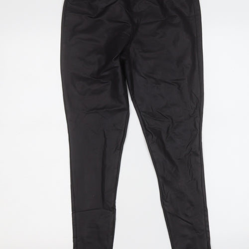 Boohoo Womens Black  Polyester Jegging Trousers Size 10 L25 in Regular  - Pleather