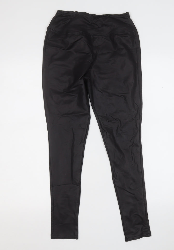 Boohoo Womens Black  Polyester Jegging Trousers Size 10 L25 in Regular  - Pleather