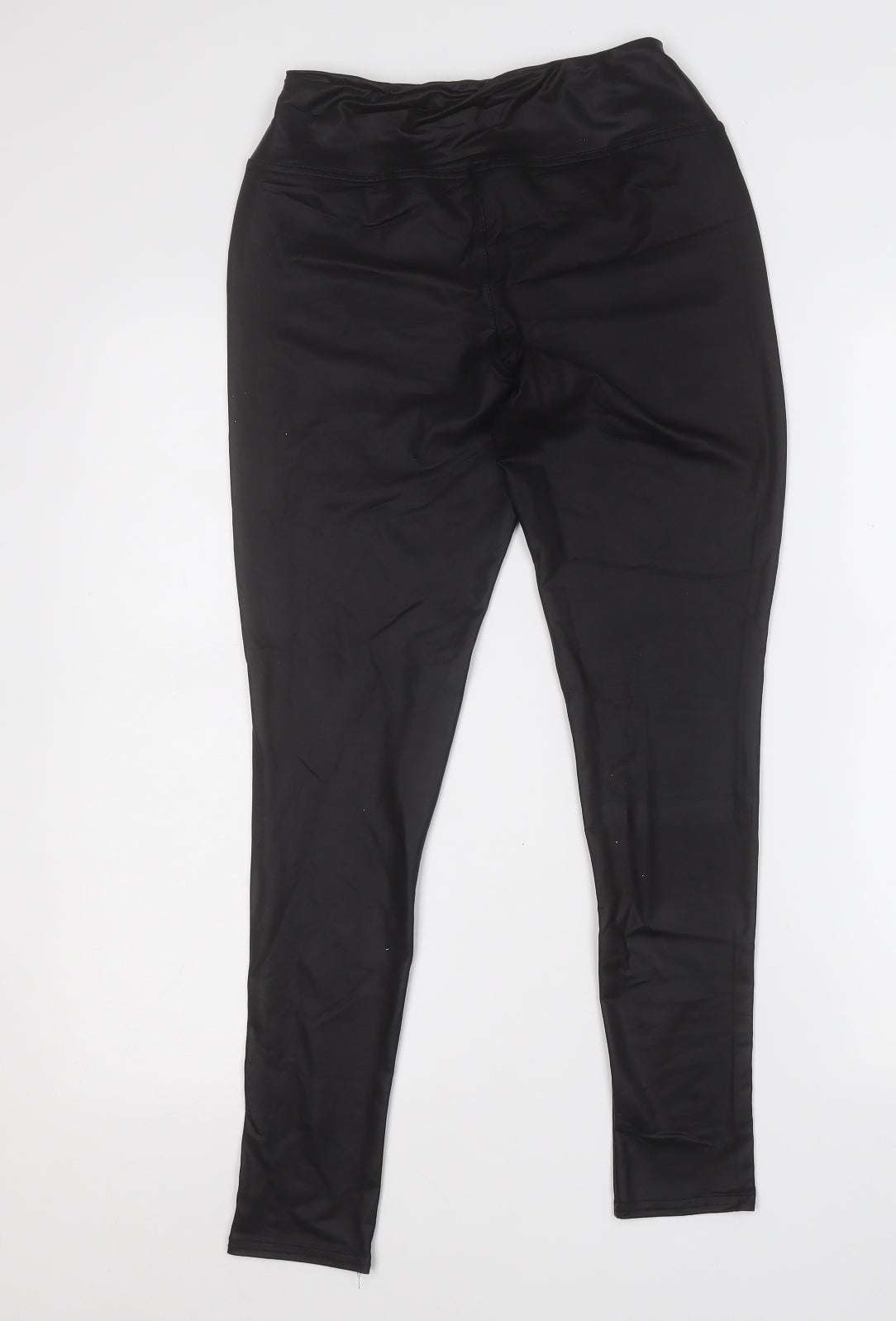 Boohoo Womens Black  Polyester Jegging Trousers Size 10 L25 in Regular  - Pleather