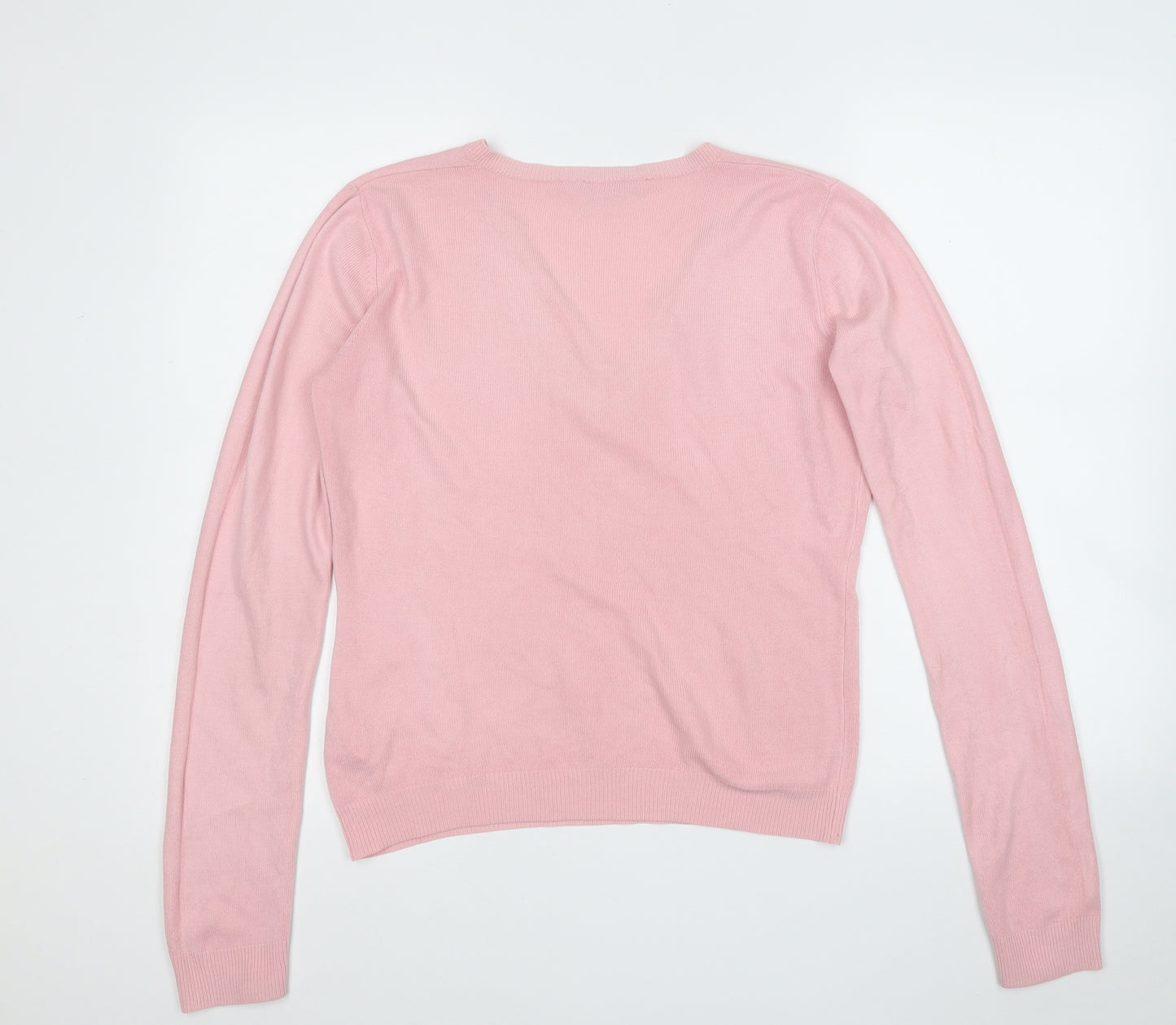 Dorothy Perkins Womens Pink V-Neck  Acrylic Pullover Jumper Size 10