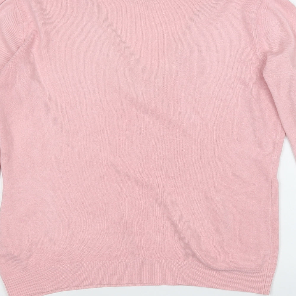 Dorothy Perkins Womens Pink V-Neck  Acrylic Pullover Jumper Size 10