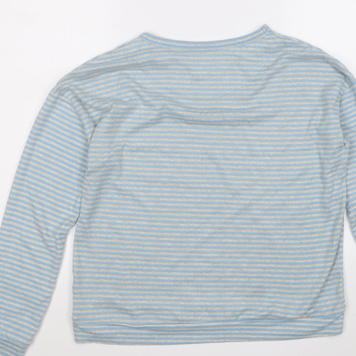 TU Womens Blue Round Neck Striped Polyester Pullover Jumper Size 10