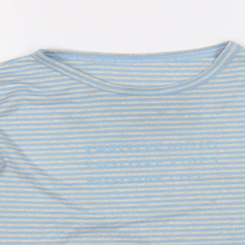 TU Womens Blue Round Neck Striped Polyester Pullover Jumper Size 10