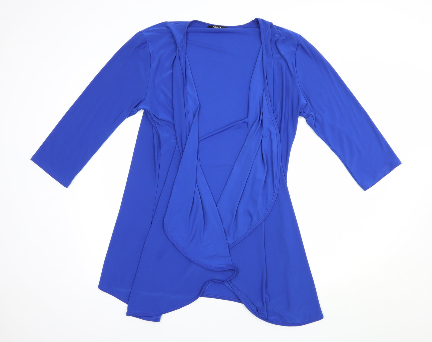 Nicole Collection  Womens Blue  Polyester Kimono Blouse Size XL V-Neck