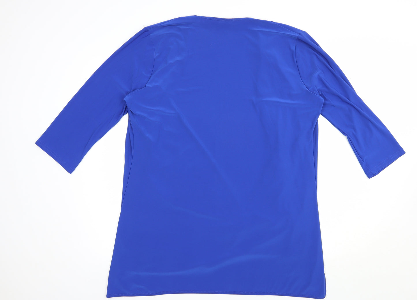 Nicole Collection  Womens Blue  Polyester Kimono Blouse Size XL V-Neck