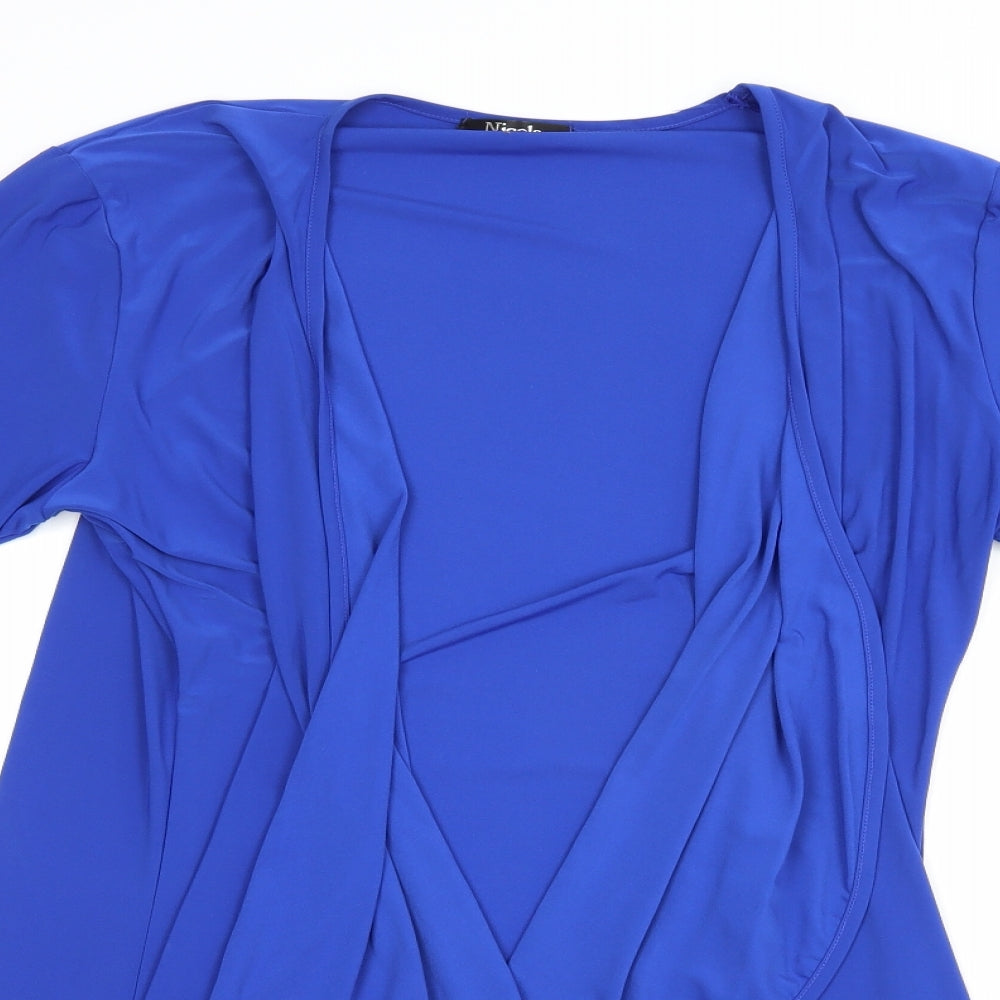 Nicole Collection  Womens Blue  Polyester Kimono Blouse Size XL V-Neck