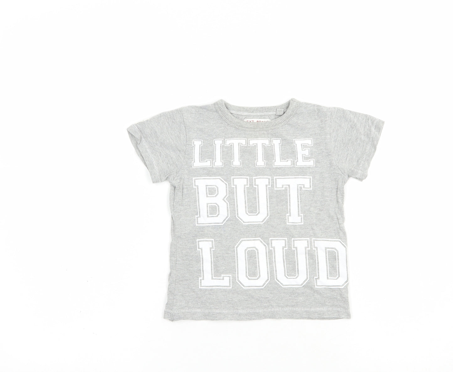 NEXT Baby Grey  Cotton Basic T-Shirt Size 12-18 Months Crew Neck Pullover - Little But Loud