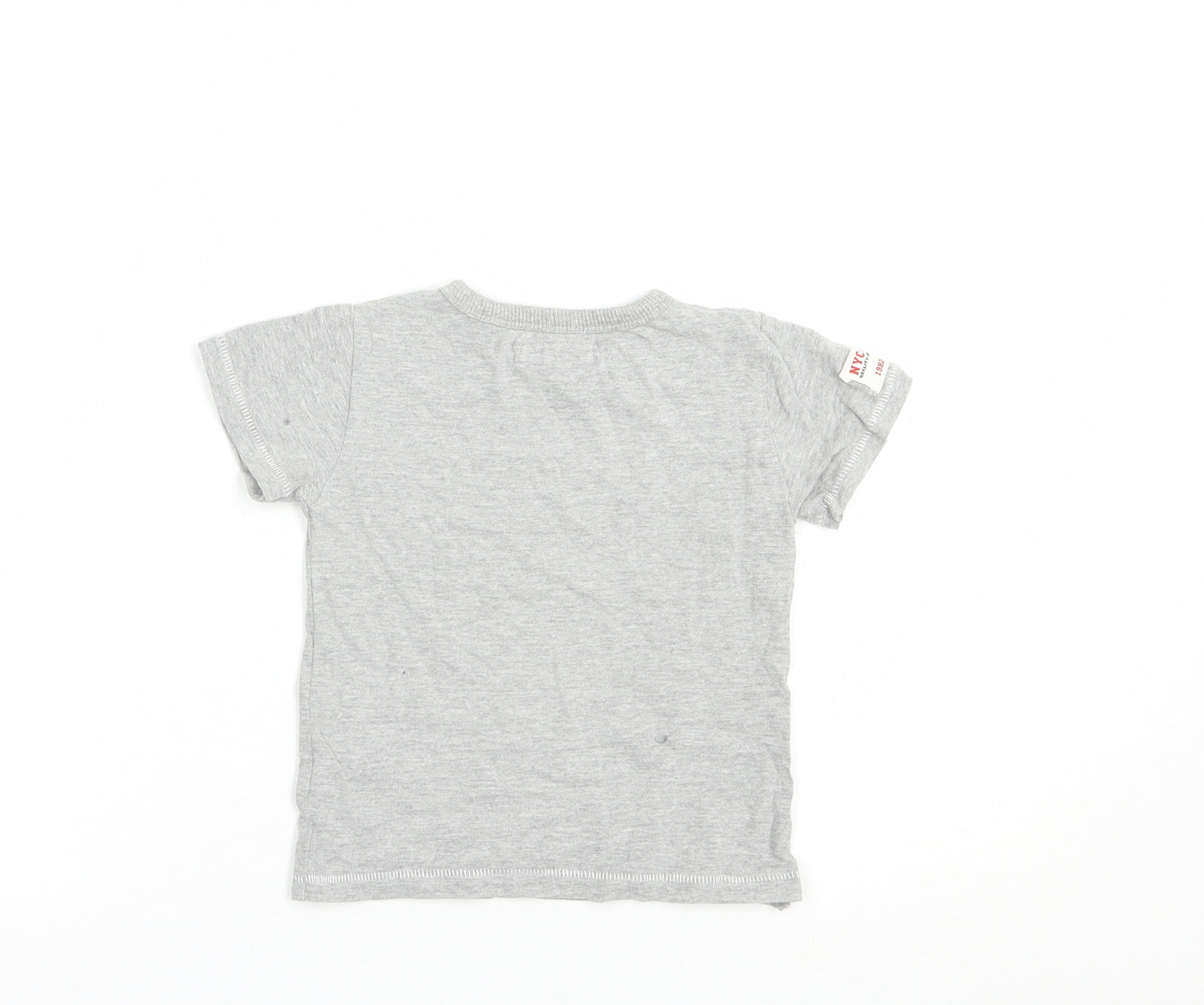 NEXT Baby Grey  Cotton Basic T-Shirt Size 12-18 Months Crew Neck Pullover - Little But Loud