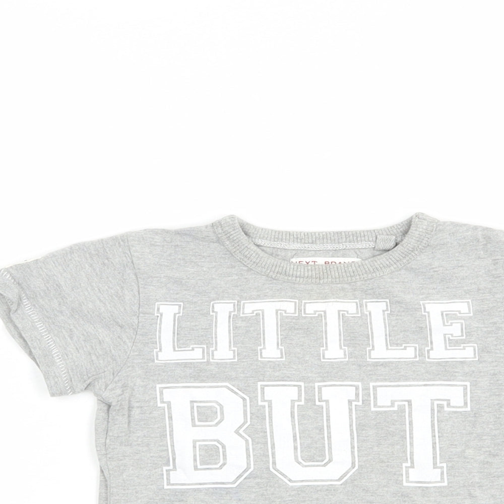 NEXT Baby Grey  Cotton Basic T-Shirt Size 12-18 Months Crew Neck Pullover - Little But Loud