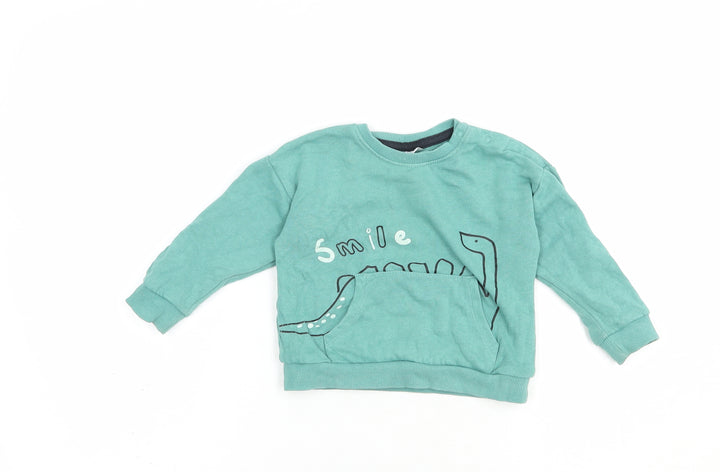 So Cute Baby Green  Cotton Pullover Jumper Size 12-18 Months  Snap - Dino