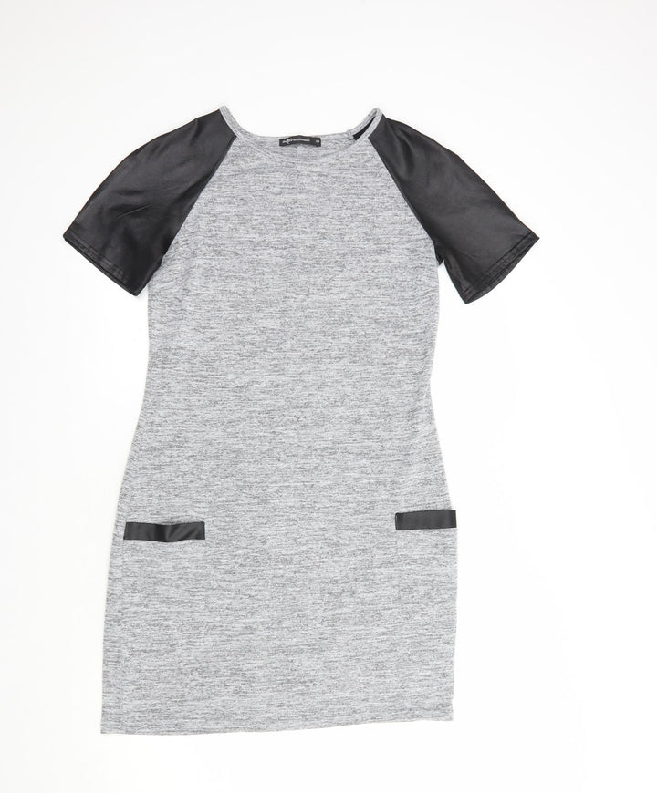 Internacionale Womens Grey  Polyester T-Shirt Dress  Size 10  Crew Neck Pullover