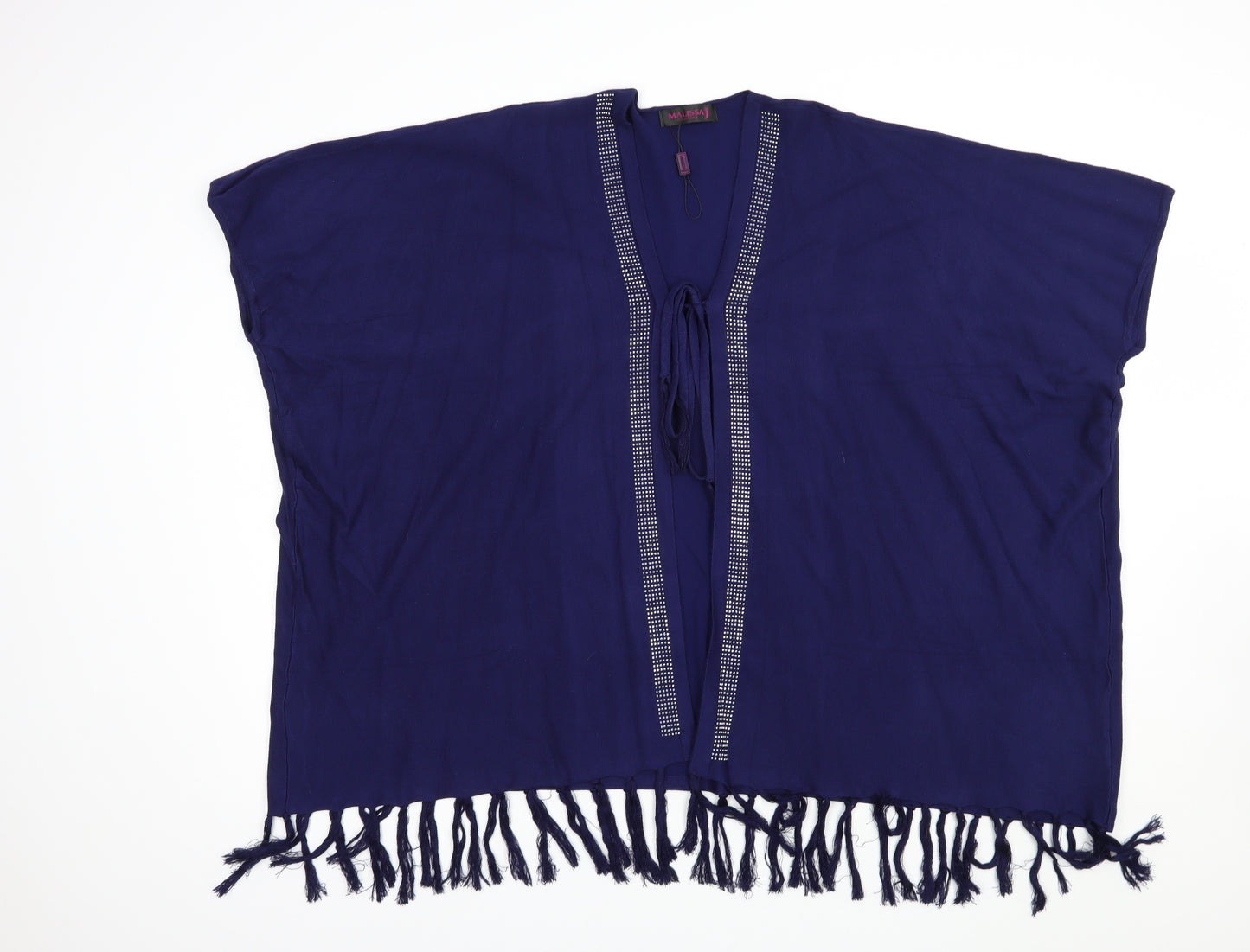 Malissa J Womens Blue V-Neck  Viscose Cardigan Jumper One Size