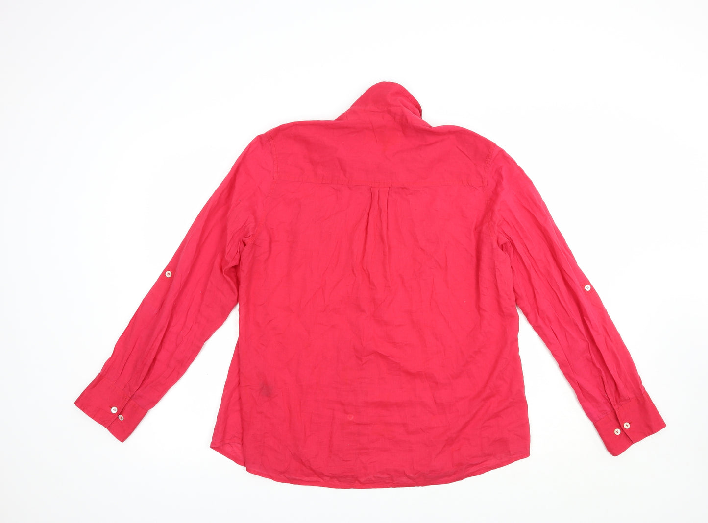 Oasis Womens Red  Cotton Basic Button-Up Size 16 V-Neck