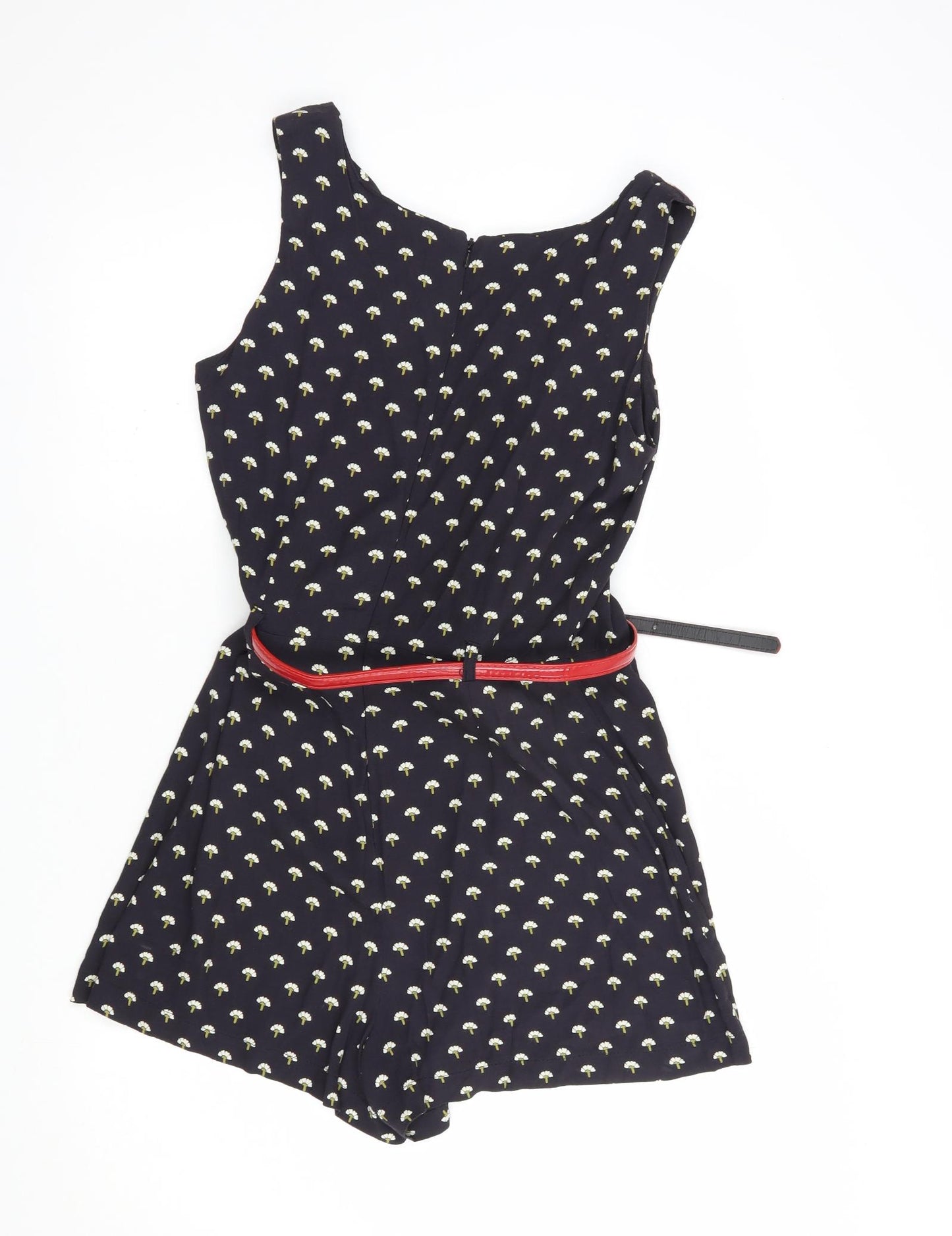 River Island Womens Blue Floral Viscose Playsuit One-Piece Size 12  Zip
