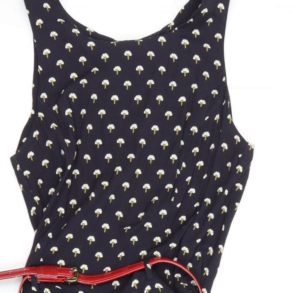 River Island Womens Blue Floral Viscose Playsuit One-Piece Size 12  Zip