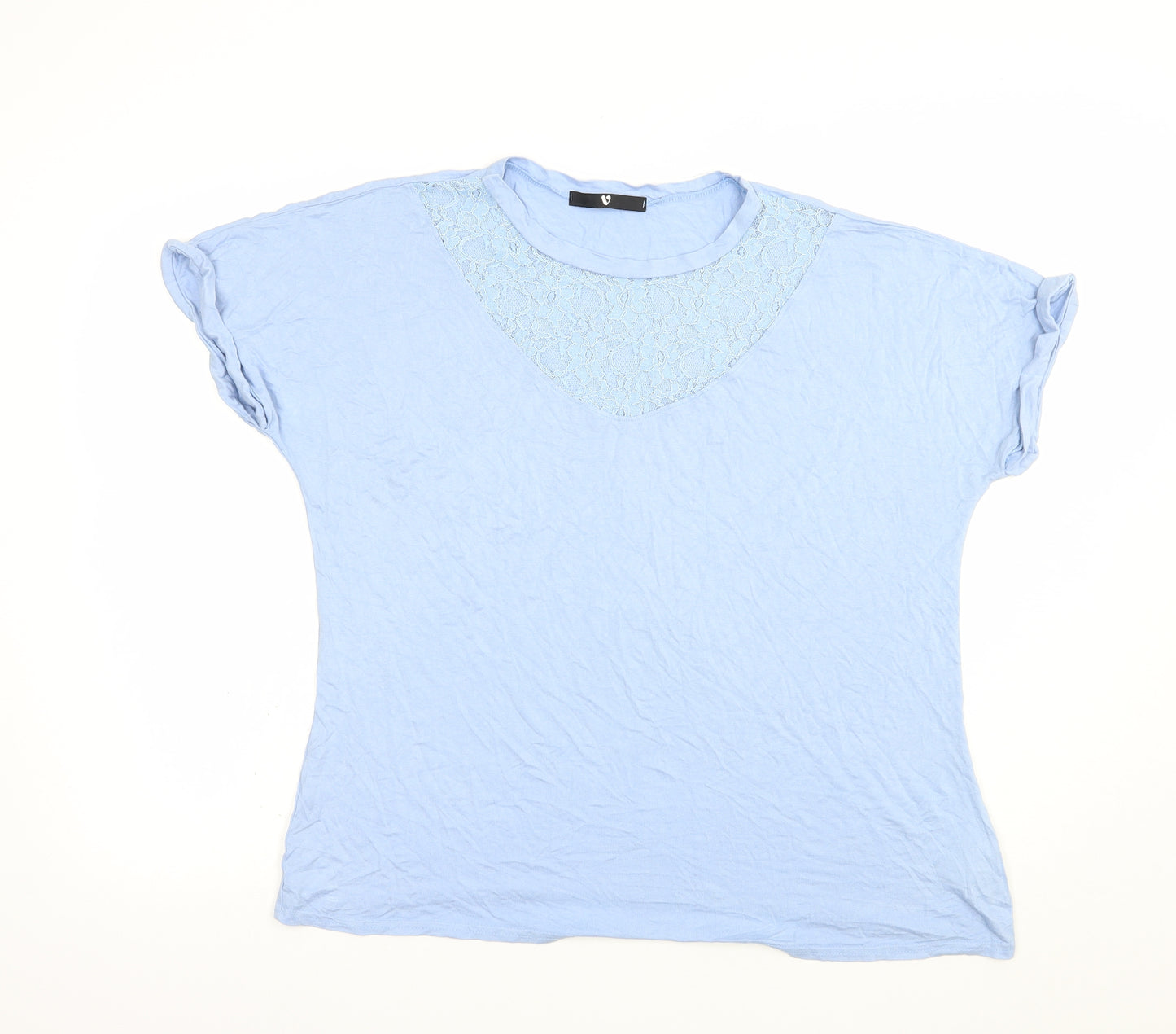 Very Womens Blue  Viscose Basic Blouse Size 18 Crew Neck - Lace Detail
