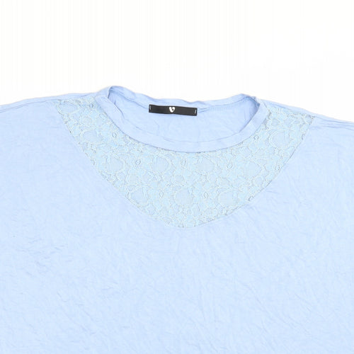 Very Womens Blue  Viscose Basic Blouse Size 18 Crew Neck - Lace Detail