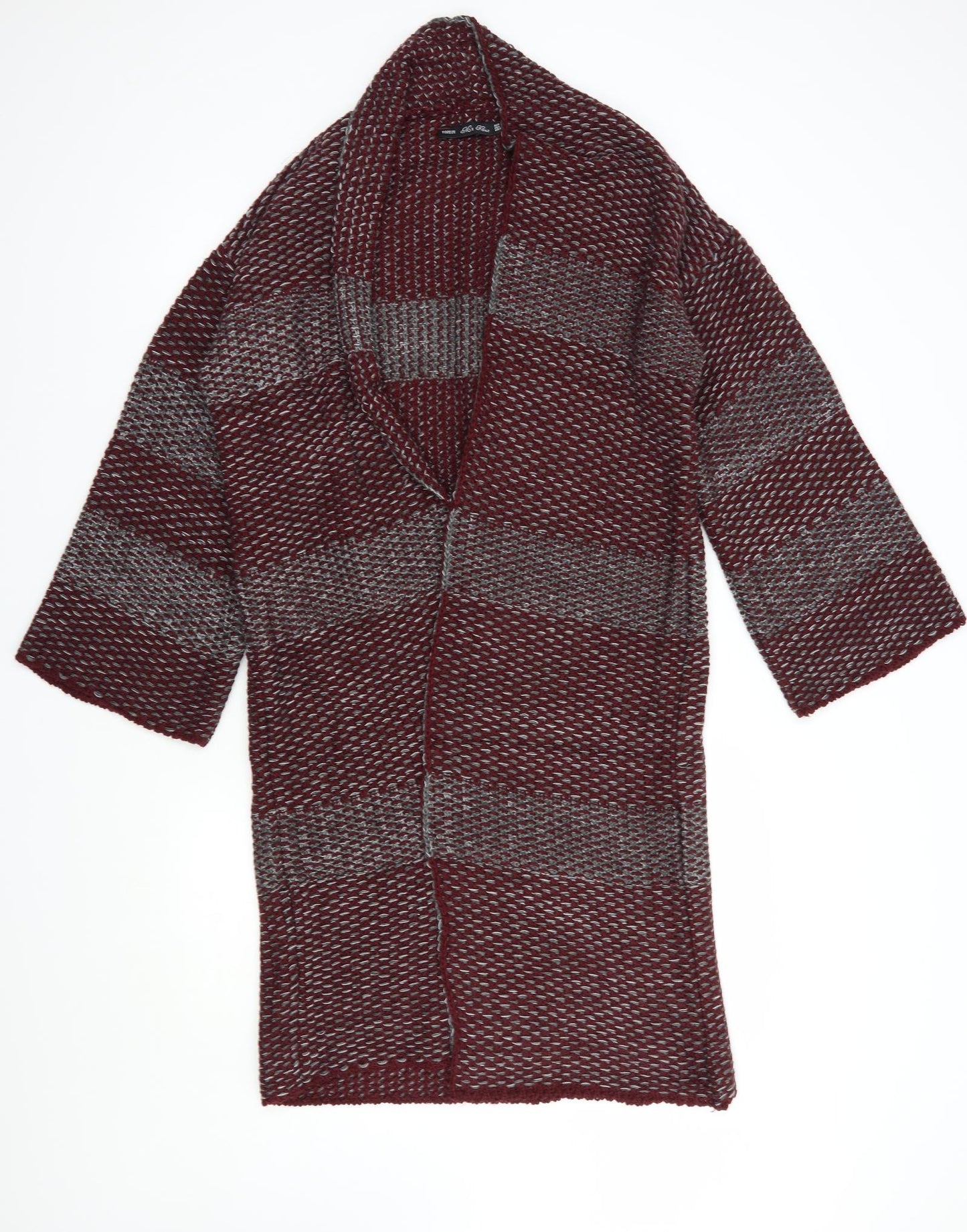Mango Womens Red V-Neck Striped Cotton Cardigan Jumper Size M