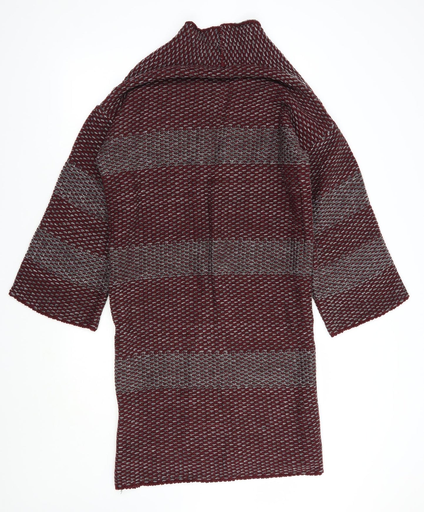 Mango Womens Red V-Neck Striped Cotton Cardigan Jumper Size M