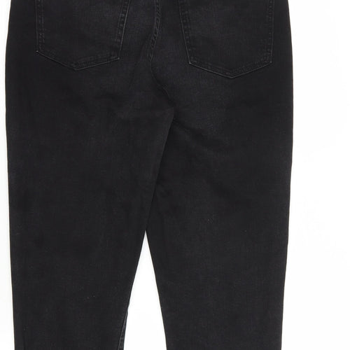 Marks and Spencer Womens Black  Cotton Mom Jeans Size 12 L27 in Regular Button
