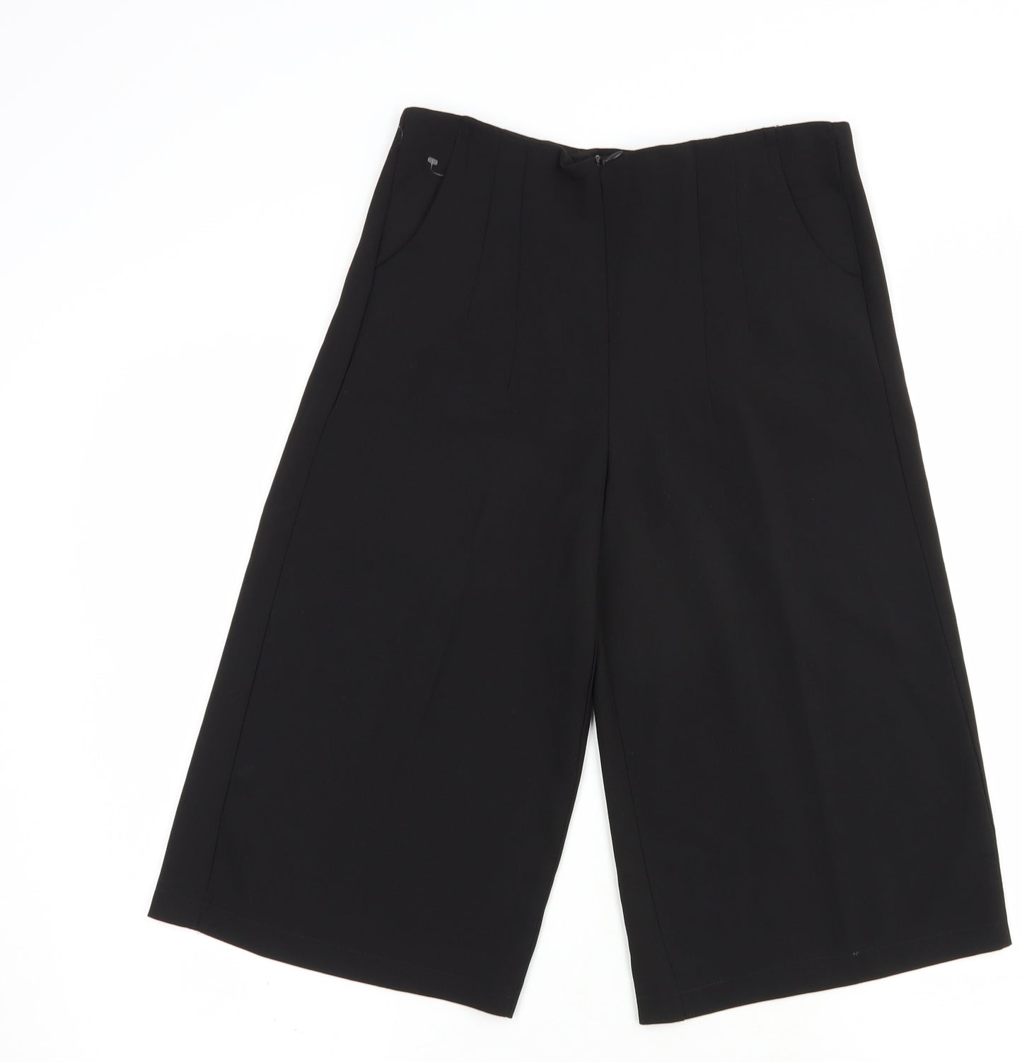 CU Fashion Womens Black  Polyester Culotte Shorts Size S L15 in Regular Zip