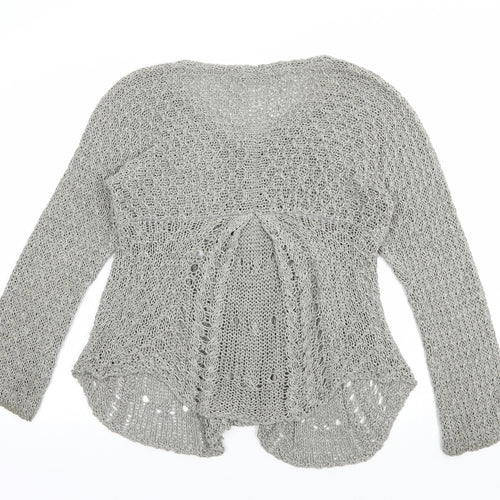Peruzzi Womens Grey V-Neck  Acrylic Cardigan Jumper Size M