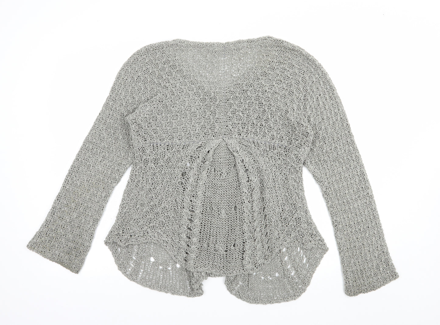 Peruzzi Womens Grey V-Neck  Acrylic Cardigan Jumper Size M