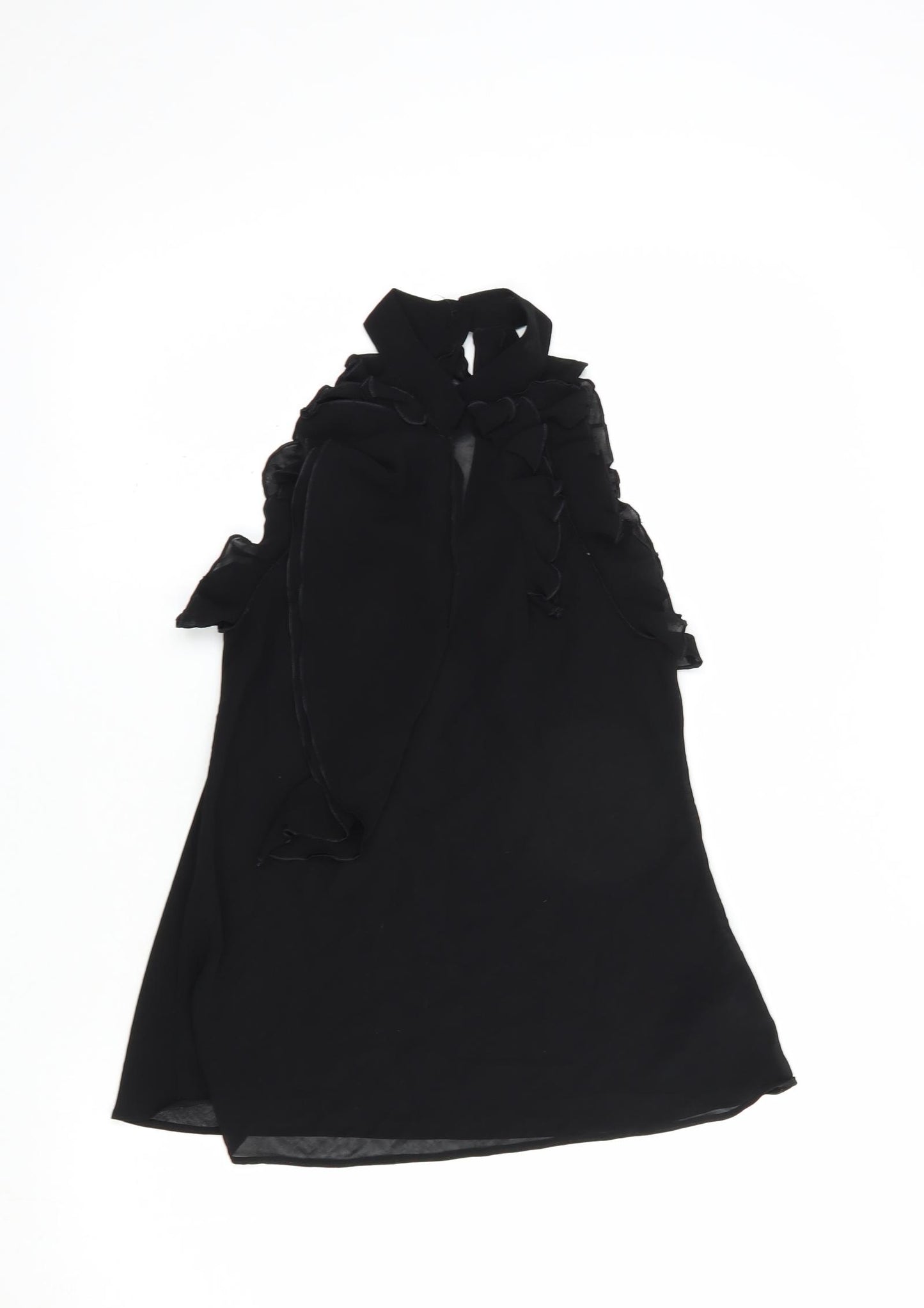 Miss Selfridge Womens Black  Polyester Basic Blouse Size 8 High Neck