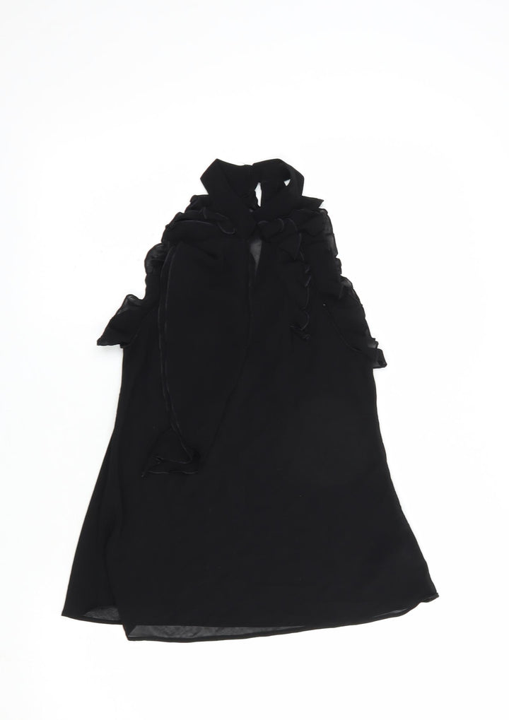 Miss Selfridge Womens Black  Polyester Basic Blouse Size 8 High Neck
