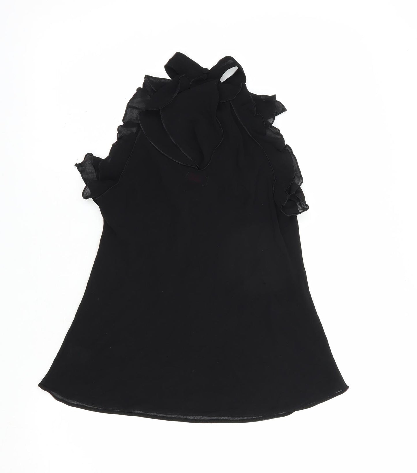 Miss Selfridge Womens Black  Polyester Basic Blouse Size 8 High Neck