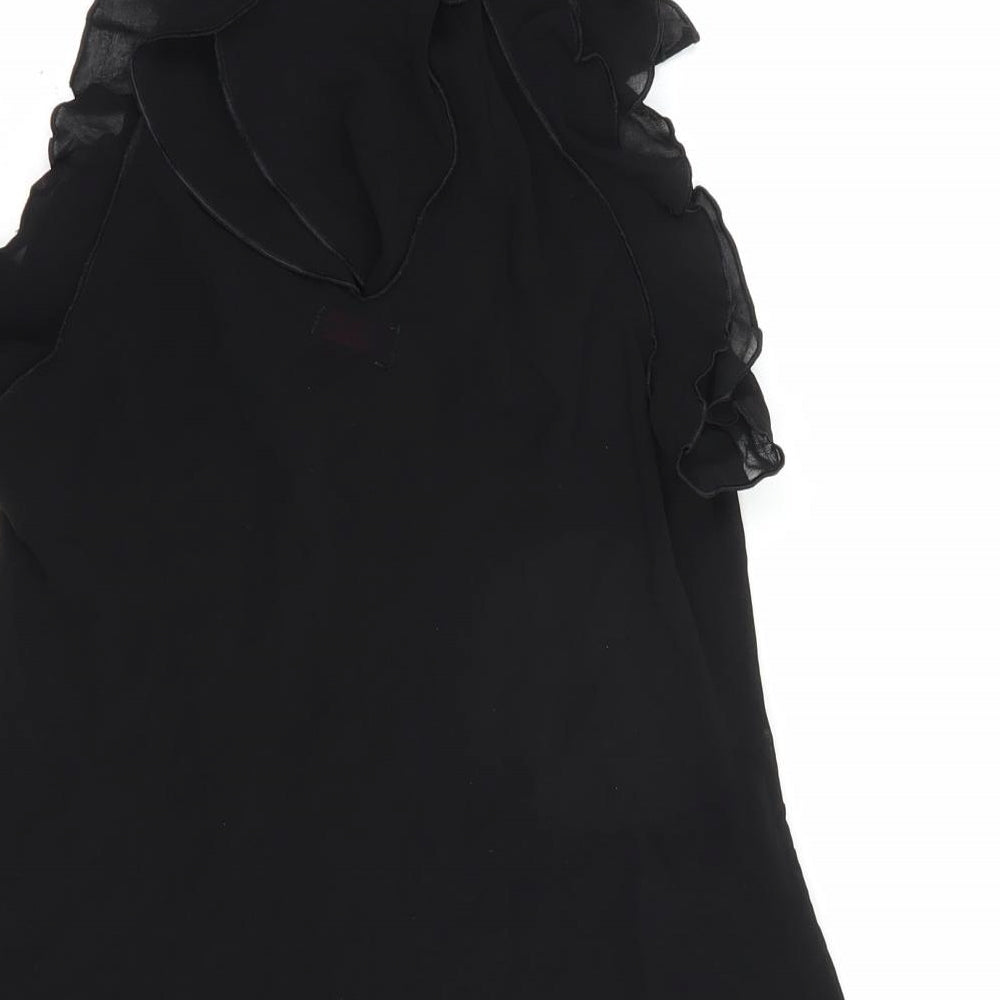 Miss Selfridge Womens Black  Polyester Basic Blouse Size 8 High Neck