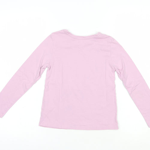 Dunnes Stores Girls Pink  Cotton Pullover T-Shirt Size 6-7 Years Crew Neck Pullover - Girl Squad