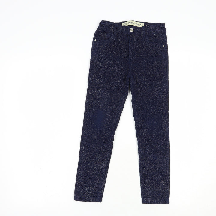 Denim Co. Girls Blue Cotton Skinny Jeans Size 6-7 Years Regular Button