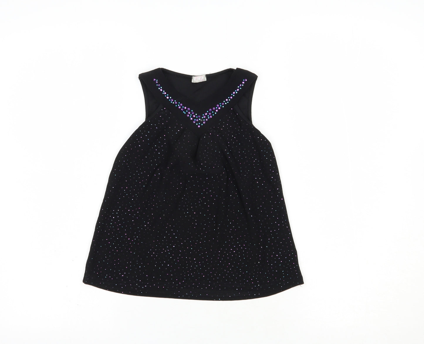 Matalan Girls Black  Polyester Pullover Blouse Size 4-5 Years V-Neck Pullover
