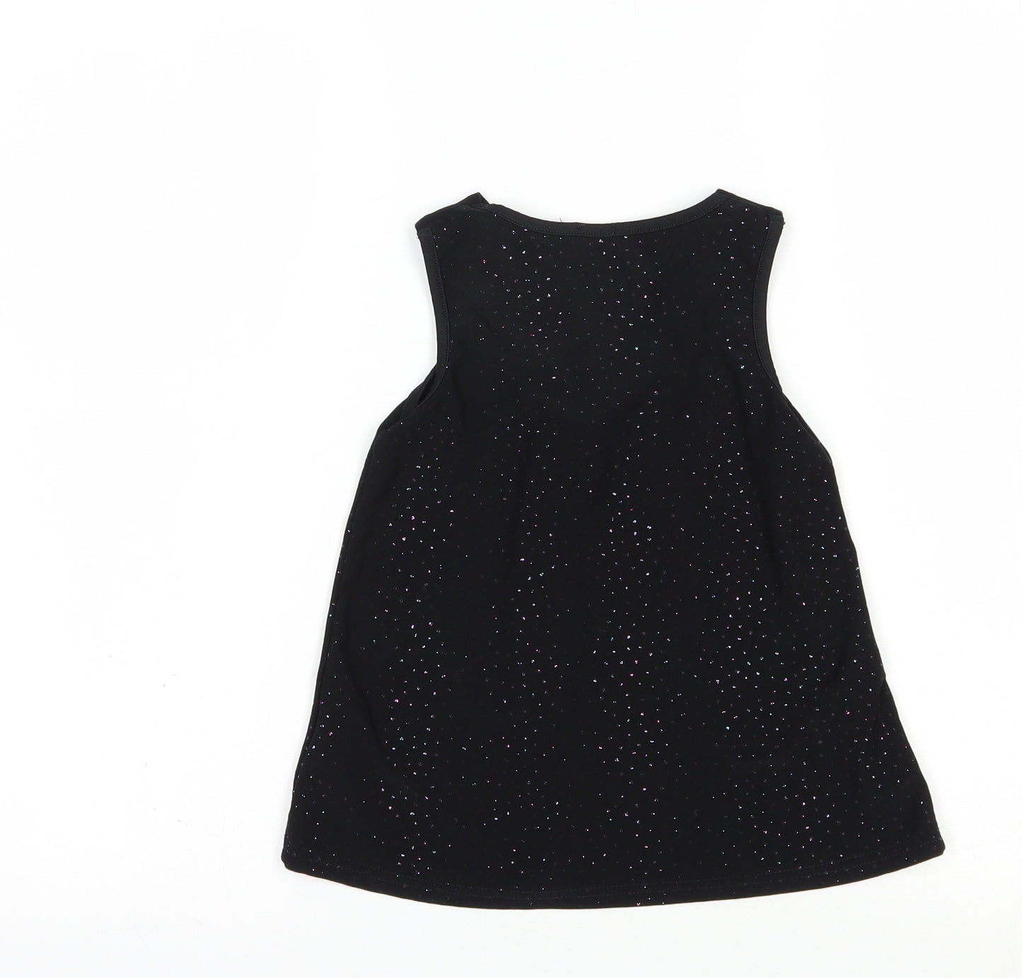 Matalan Girls Black  Polyester Pullover Blouse Size 4-5 Years V-Neck Pullover