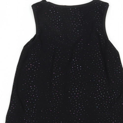 Matalan Girls Black  Polyester Pullover Blouse Size 4-5 Years V-Neck Pullover