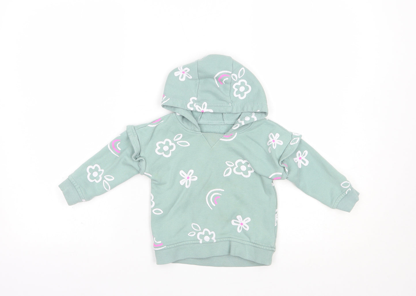 Dunnes Stores Baby Green Floral Cotton Pullover Jumper Size 12-18 Months  Pullover