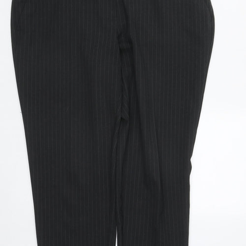 Dorothy Perkins Womens Black Striped Polyester Trousers  Size 12 L27 in Regular Zip