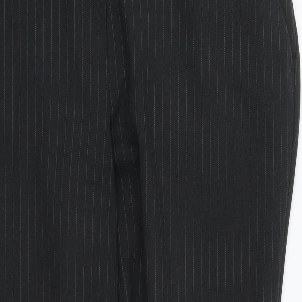 Dorothy Perkins Womens Black Striped Polyester Trousers  Size 12 L27 in Regular Zip