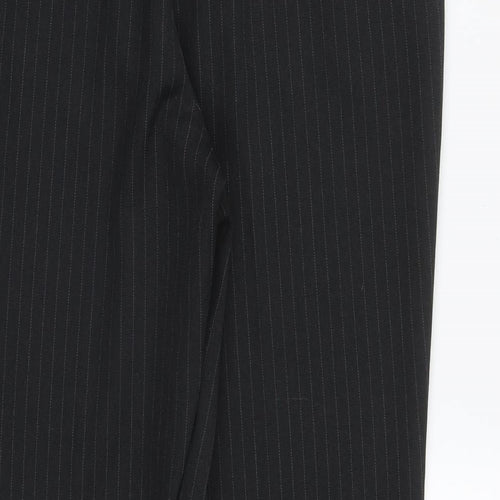Dorothy Perkins Womens Black Striped Polyester Trousers  Size 12 L27 in Regular Zip