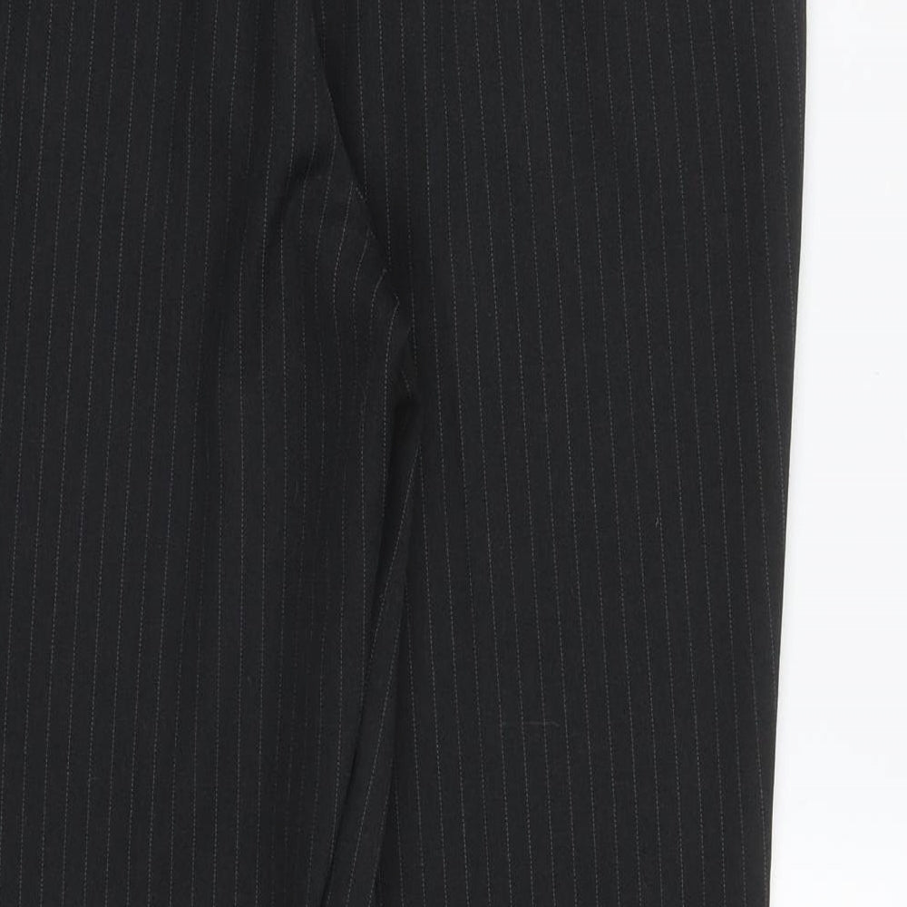 Dorothy Perkins Womens Black Striped Polyester Trousers  Size 12 L27 in Regular Zip