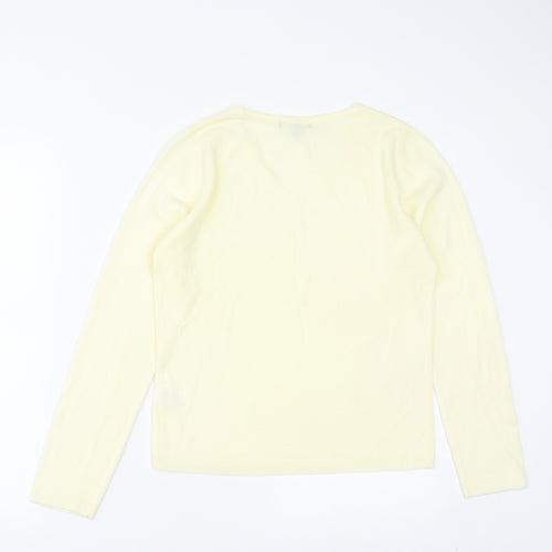 Debbie Morgan Womens Yellow V-Neck  Acrylic Pullover Jumper Size S