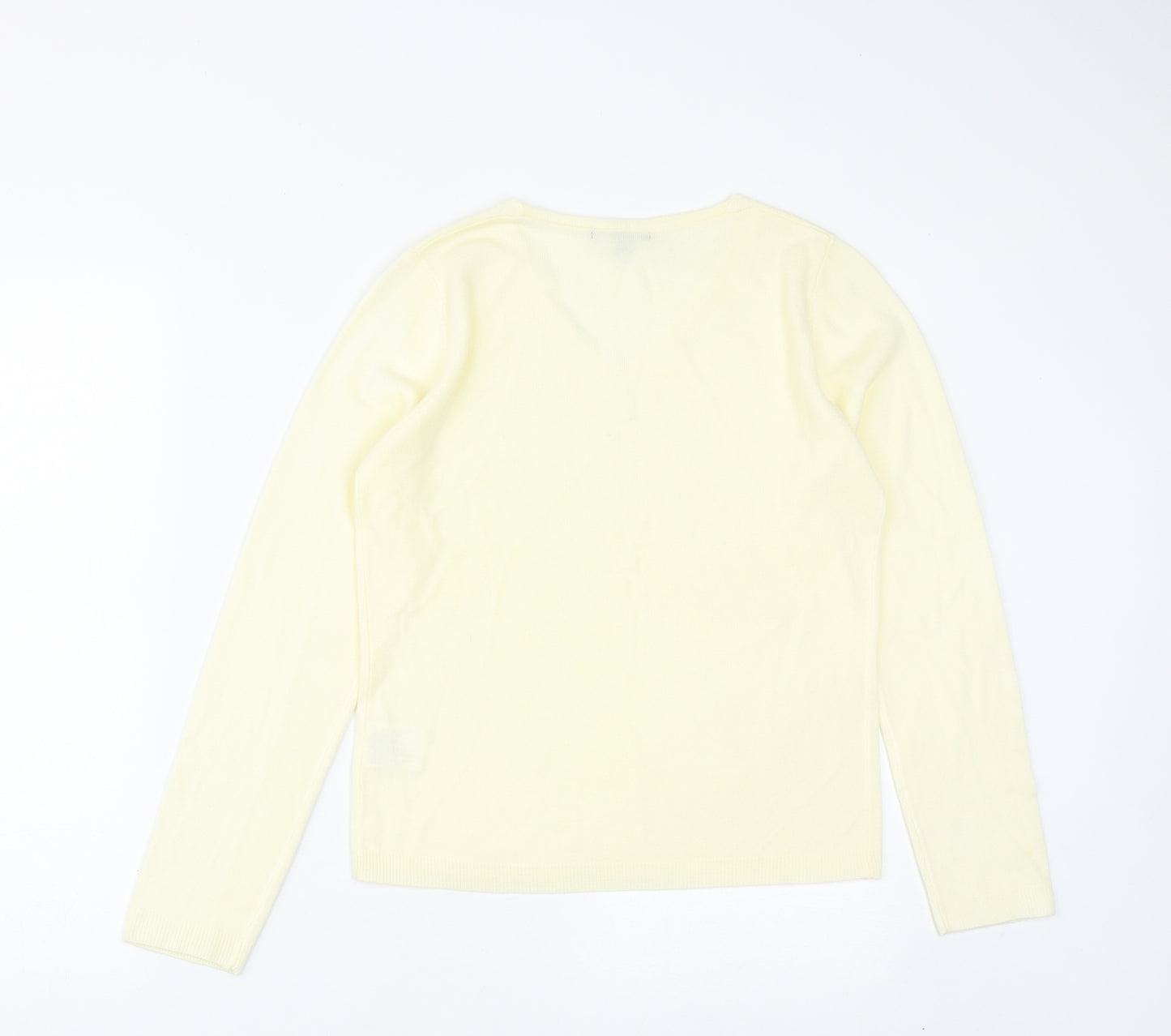 Debbie Morgan Womens Yellow V-Neck  Acrylic Pullover Jumper Size S