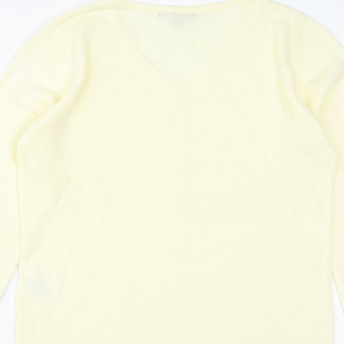 Debbie Morgan Womens Yellow V-Neck  Acrylic Pullover Jumper Size S