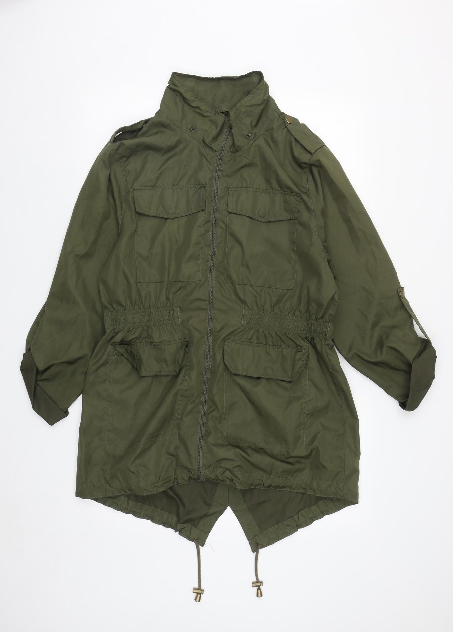 Boohoo Womens Green   Rain Coat Coat Size 16  Zip